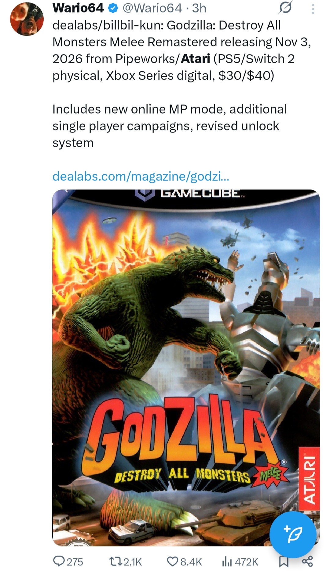 Atari and Pipeworks are remastering Godzilla : Destroy All Monsters for  modern platforms | NeoGAF